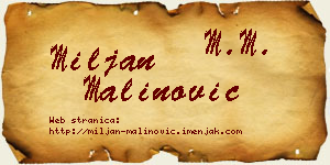 Miljan Malinović vizit kartica